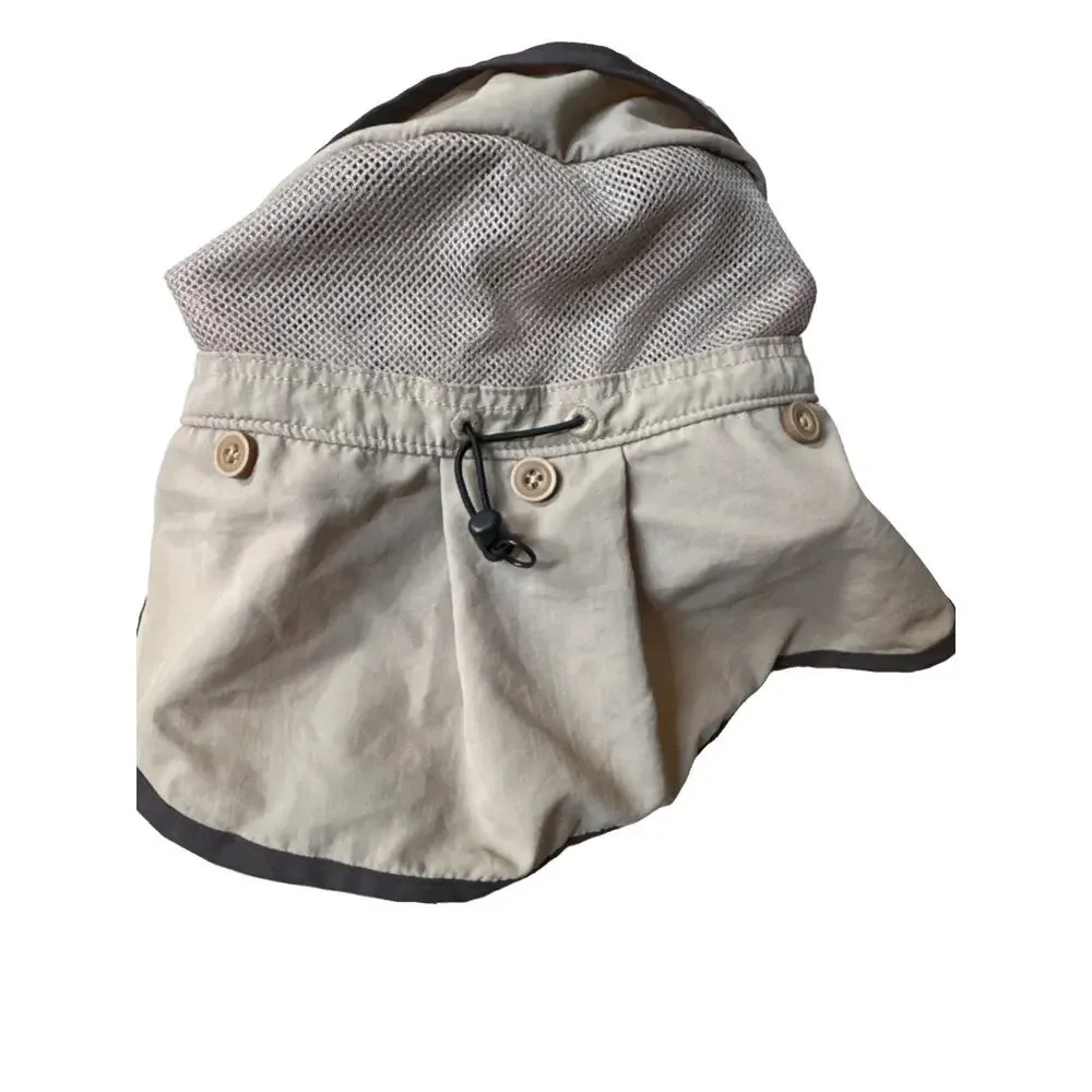 REI Co-Op Cap With Neck Cape Ear Flaps Boys Kids 4-7 Year Tan Adjustable Outdoor